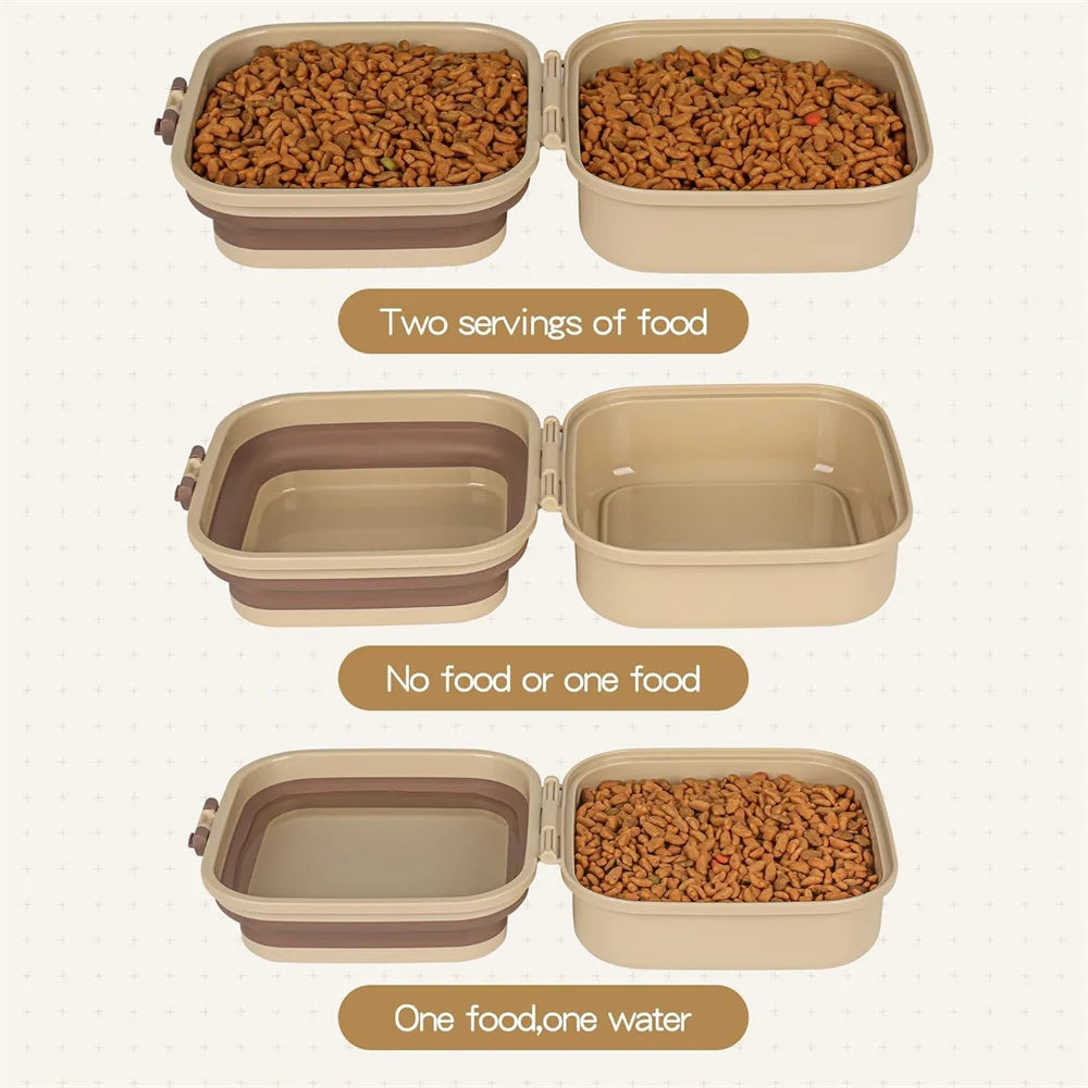Portable Dog Bowl for Traveling, 2-in-1 Pet Food and Water Feeder