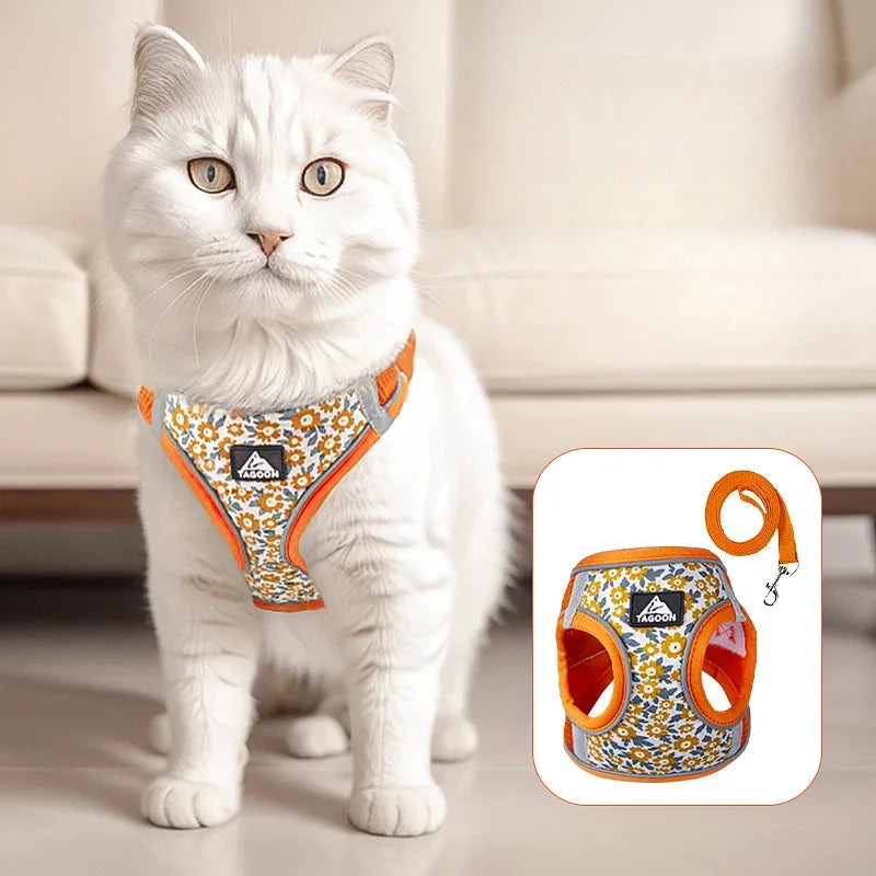 Pet Harness And Leash Set Reflective Harness Anti Escape Mesh Cat Chest Strap For Cats Small Dogs Pet Chihuahua Walking Supplies
