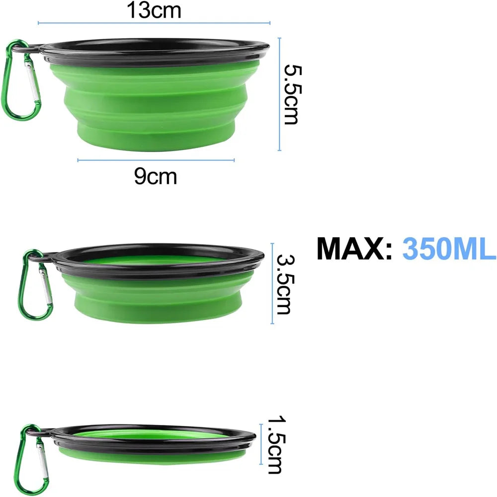 350ML Dog Bowls - Expandable Foldable Travel Pet Bowls with Carabiners, Durable Plastic Food & Water Dishes for Hiking,Walking