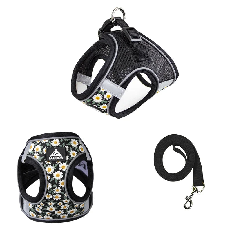 Pet Harness And Leash Set Reflective Harness Anti Escape Mesh Cat Chest Strap For Cats Small Dogs Pet Chihuahua Walking Supplies