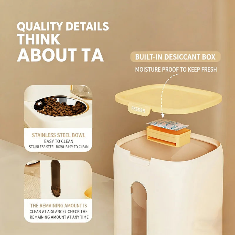 Automatic Pet Feeder And Water Bowl Combo Stainless Steel