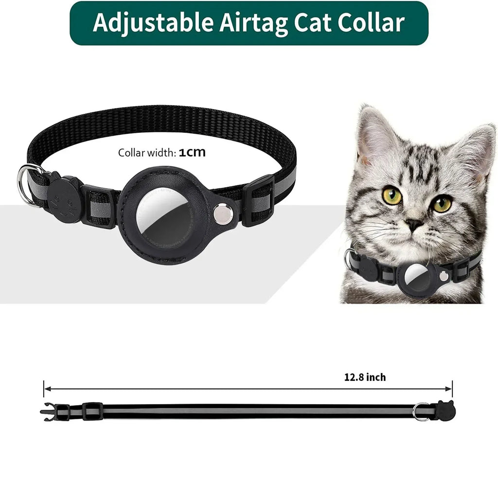 Waterproof Breakaway Cat Collar with Bell & Reflective Stripes,Kitten Collar with AirTag Holder, Case for Cats Daily Walking Use