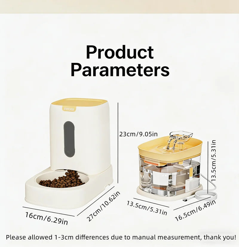 Automatic Pet Feeder And Water Bowl Combo Stainless Steel