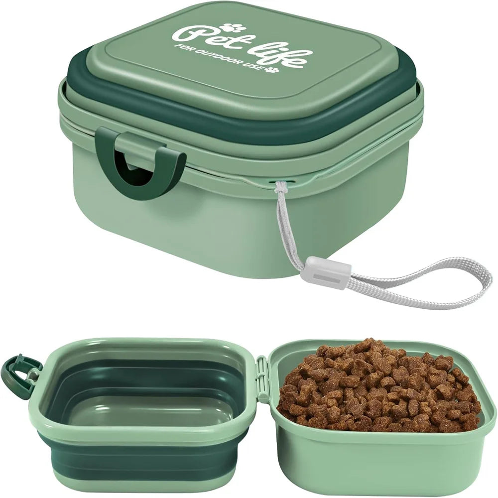 Portable Dog Bowl for Traveling, 2-in-1 Pet Food and Water Feeder