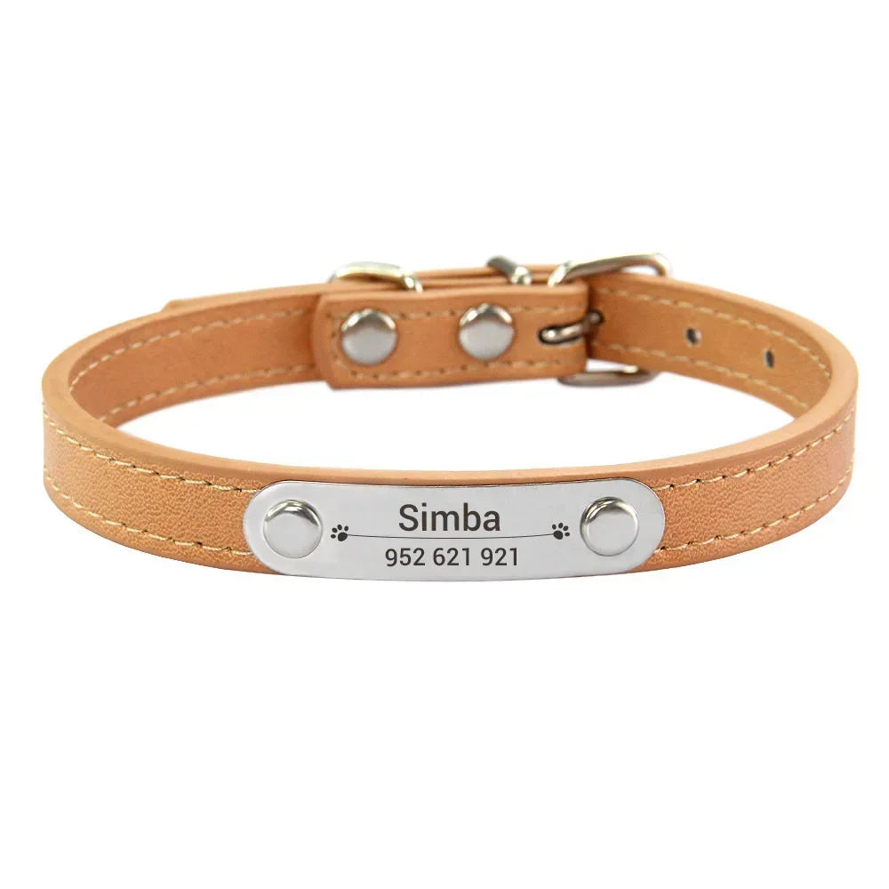 Personalized Leather Collar for Cats and Dogs