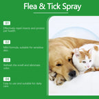 Gentle Cleaning Pet Flea Spray Safe Tick Control Non Toxic Plant Based Formula Fast Acting Flea Killer for Dogs, Cats