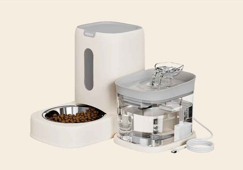 Automatic Pet Feeder And Water Bowl Combo Stainless Steel