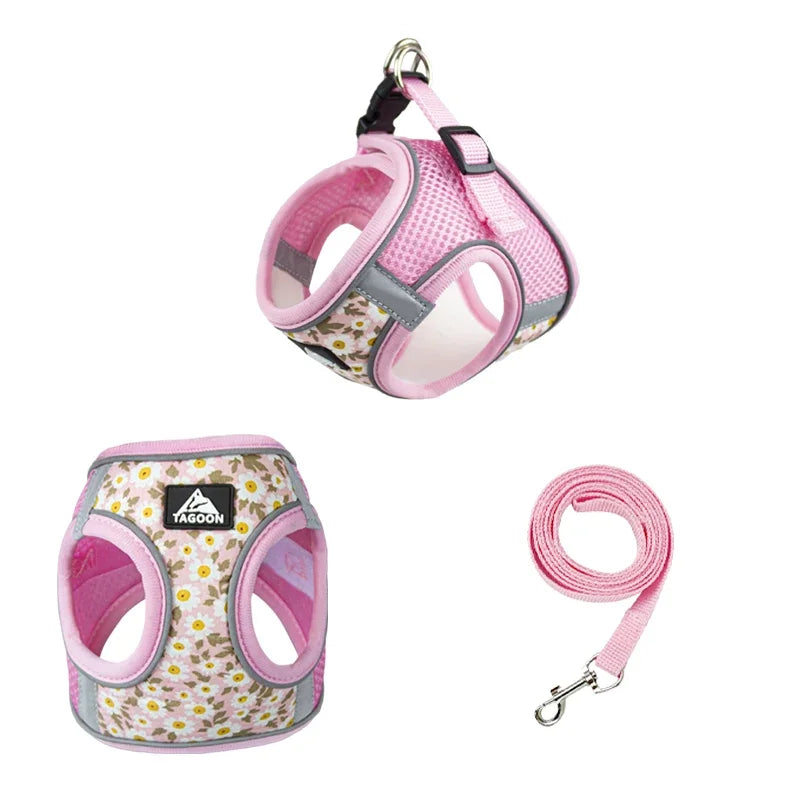 Pet Harness And Leash Set Reflective Harness Anti Escape Mesh Cat Chest Strap For Cats Small Dogs Pet Chihuahua Walking Supplies