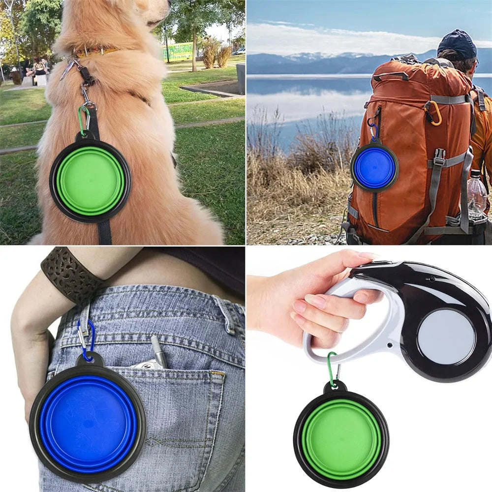 350ML Dog Bowls - Expandable Foldable Travel Pet Bowls with Carabiners, Durable Plastic Food & Water Dishes for Hiking,Walking