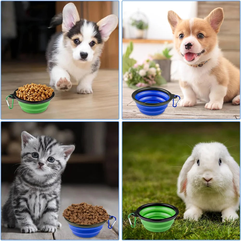 350ML Dog Bowls - Expandable Foldable Travel Pet Bowls with Carabiners, Durable Plastic Food & Water Dishes for Hiking,Walking