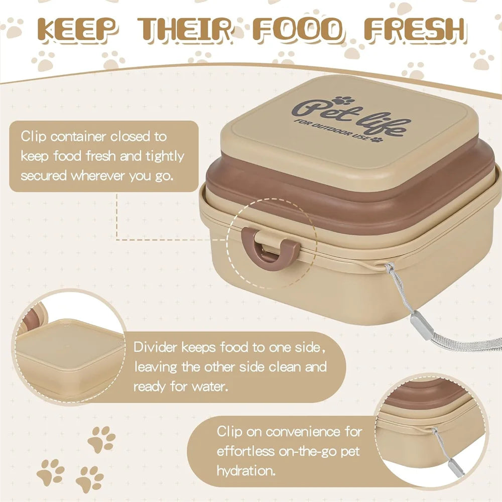 Portable Dog Bowl for Traveling, 2-in-1 Pet Food and Water Feeder