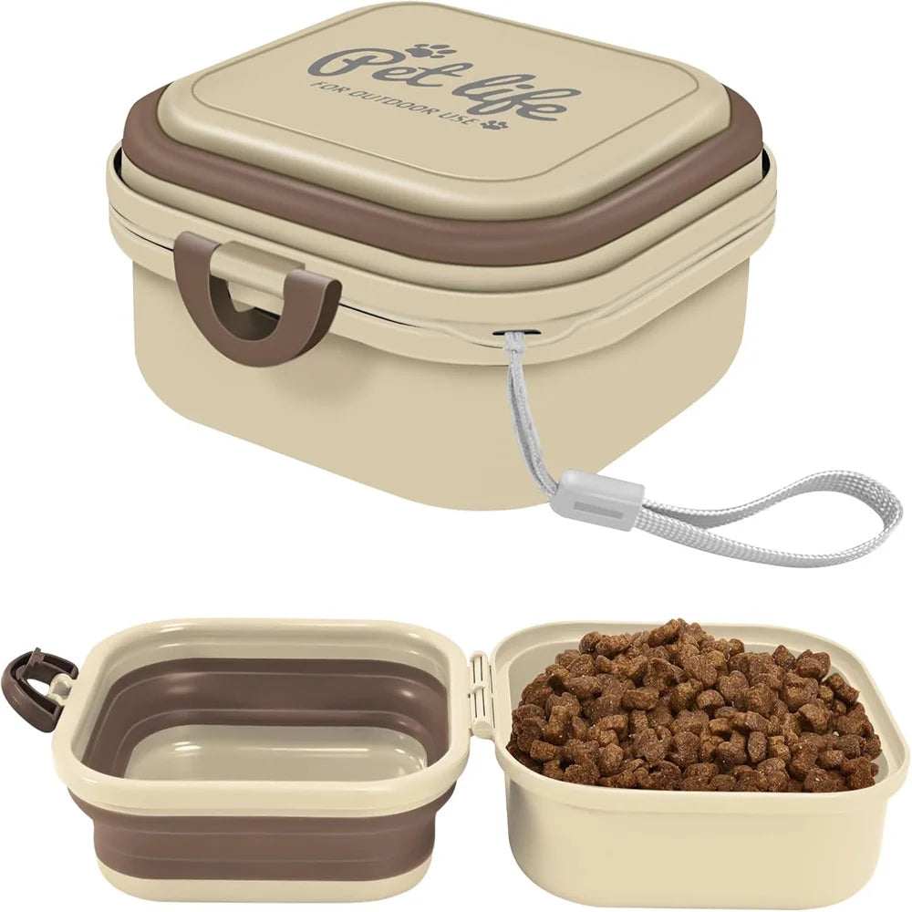 Portable Dog Bowl for Traveling, 2-in-1 Pet Food and Water Feeder