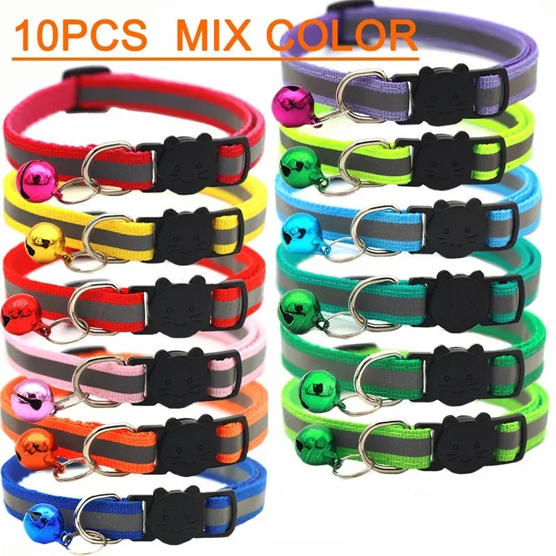 10Pcs Wholesale Collars for Cat and Dogs With a Bell