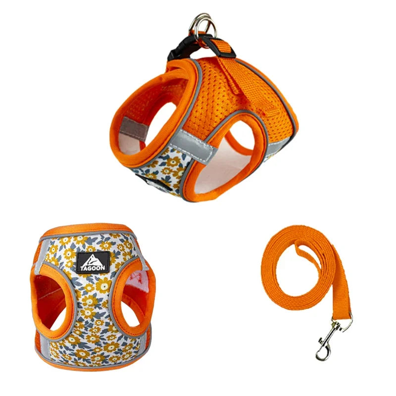 Pet Harness And Leash Set Reflective Harness Anti Escape Mesh Cat Chest Strap For Cats Small Dogs Pet Chihuahua Walking Supplies