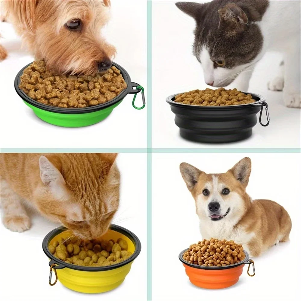 350ML Dog Bowls - Expandable Foldable Travel Pet Bowls with Carabiners, Durable Plastic Food & Water Dishes for Hiking,Walking