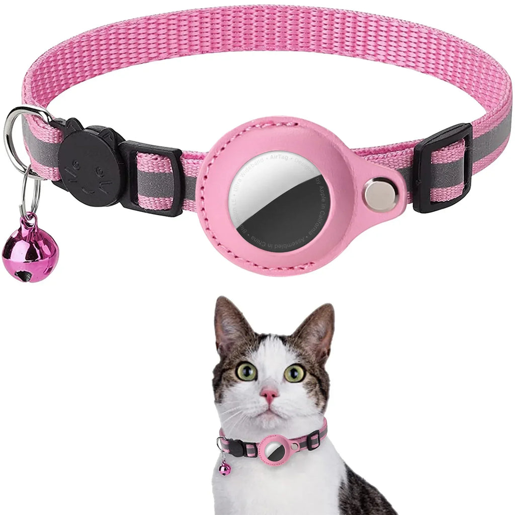 Waterproof Breakaway Cat Collar with Bell & Reflective Stripes,Kitten Collar with AirTag Holder, Case for Cats Daily Walking Use