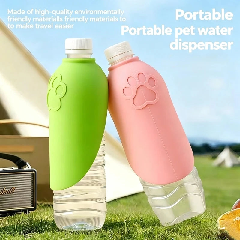 Dog Cat Drinking Bowl Outdoor Feeding Water Portable Drinking Cup for Pets Foldable Water Dispenser Interchangeable Bottle