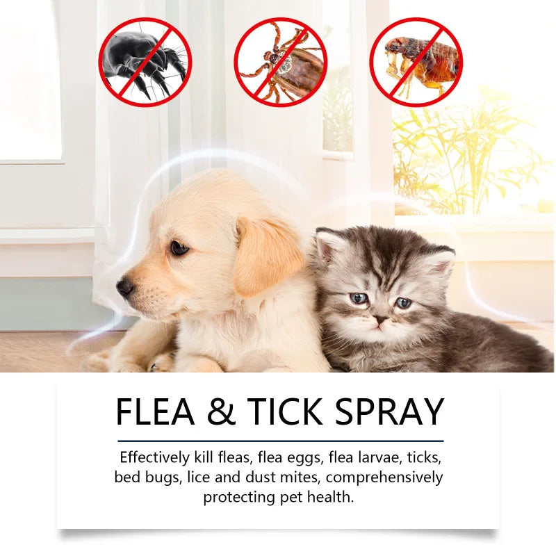 Gentle Cleaning Pet Flea Spray Safe Tick Control Non Toxic Plant Based Formula Fast Acting Flea Killer for Dogs, Cats