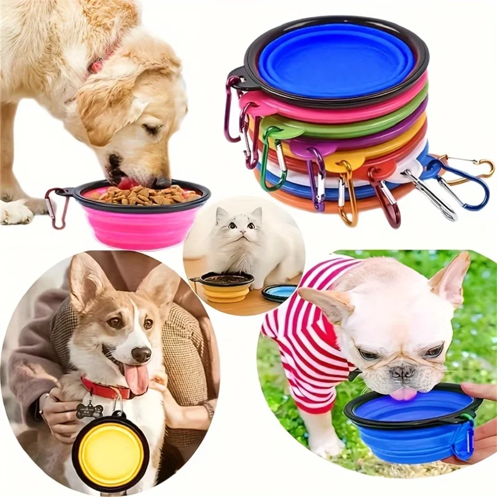 350ML Dog Bowls - Expandable Foldable Travel Pet Bowls with Carabiners, Durable Plastic Food & Water Dishes for Hiking,Walking