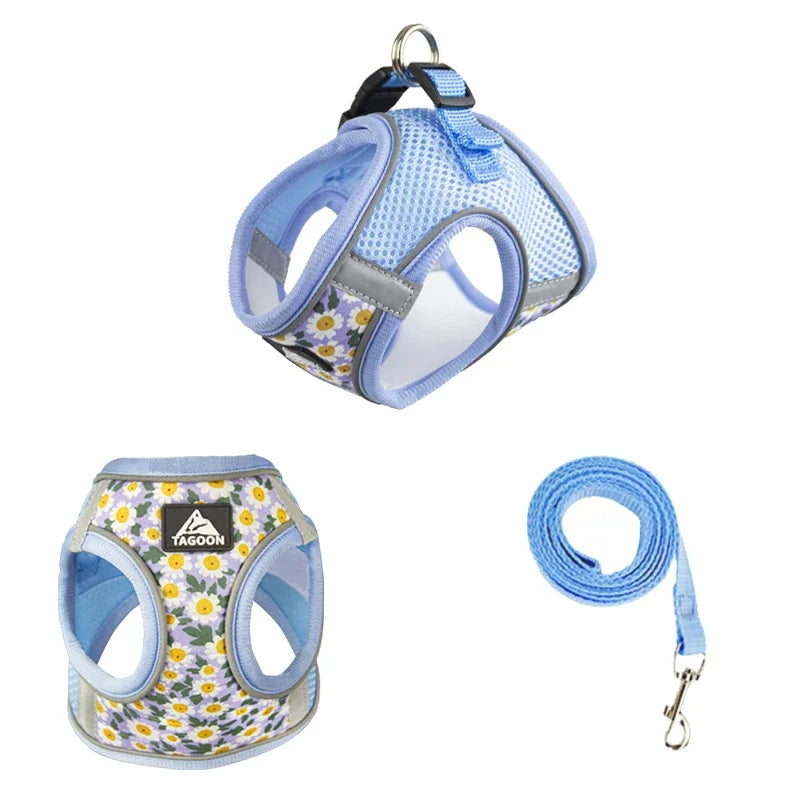 Pet Harness And Leash Set Reflective Harness Anti Escape Mesh Cat Chest Strap For Cats Small Dogs Pet Chihuahua Walking Supplies