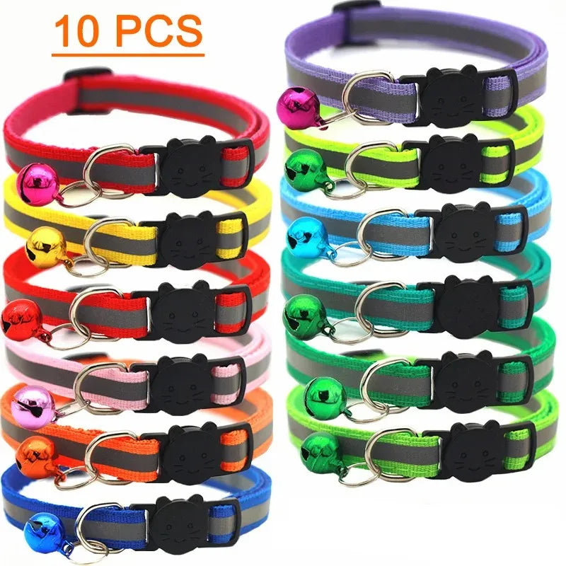 10Pcs Wholesale Collars for Cat and Dogs With a Bell