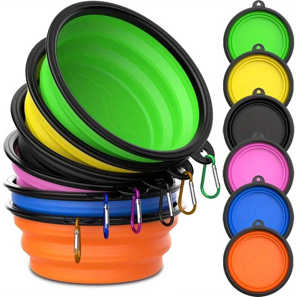 350ML Dog Bowls - Expandable Foldable Travel Pet Bowls with Carabiners, Durable Plastic Food & Water Dishes for Hiking,Walking